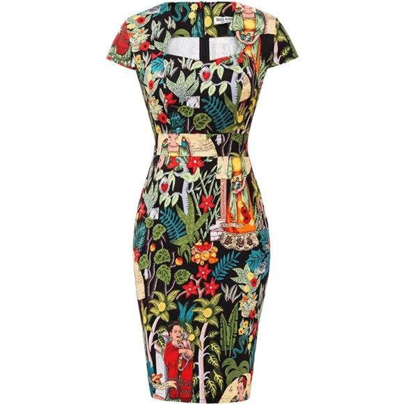 Women's 50s Vintage Pencil Dress Cap Sleeve Wiggle Dress - Picture 1 of 6